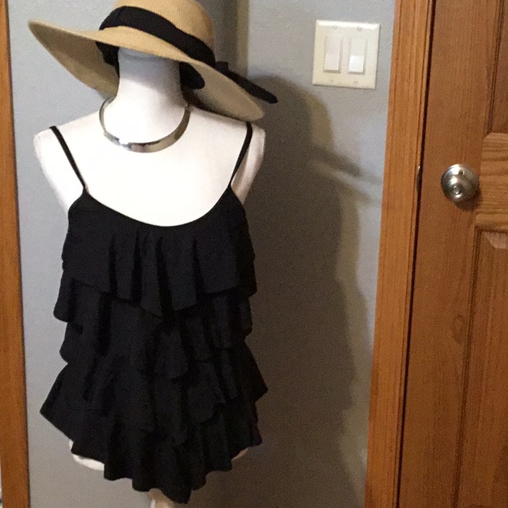 Ruffled Tankini, black,sz S